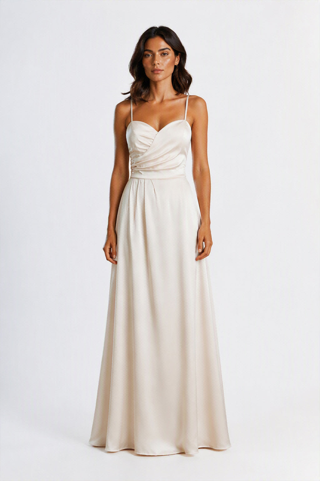 Abito Lungo a Spalline in Satin con Busto a Cuore - Eleganza per Matrimoni e Serate Speciali -2