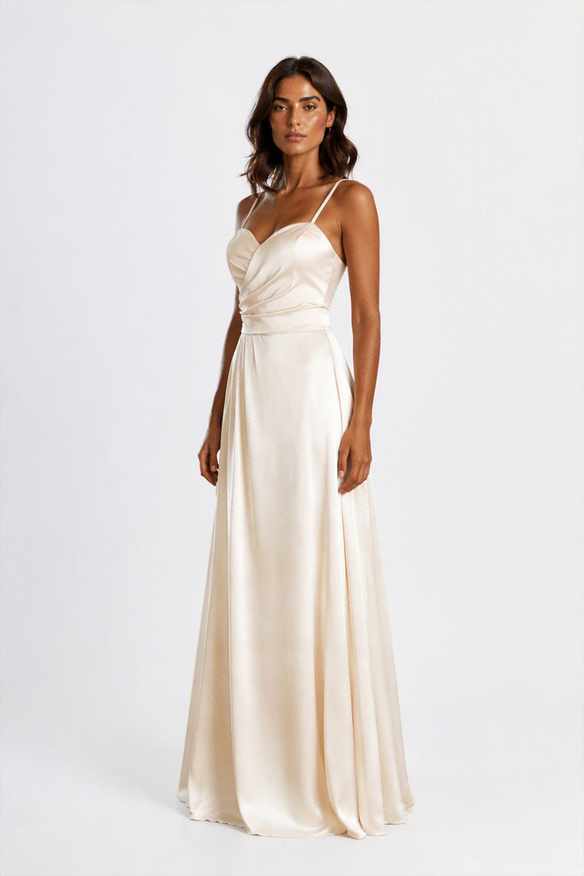 Abito Lungo a Spalline in Satin con Busto a Cuore - Eleganza per Matrimoni e Serate Speciali -2
