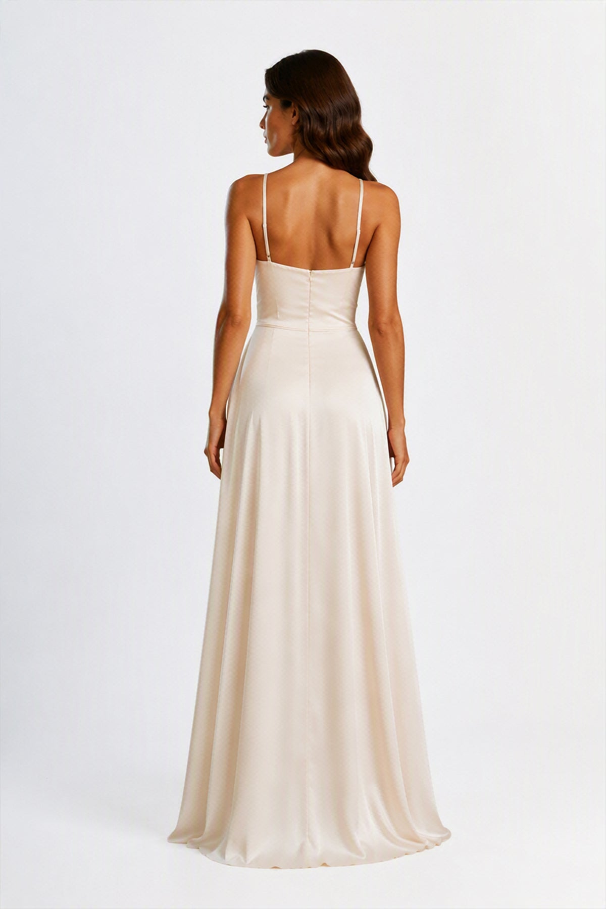 Abito Lungo a Spalline in Satin con Busto a Cuore - Eleganza per Matrimoni e Serate Speciali -2
