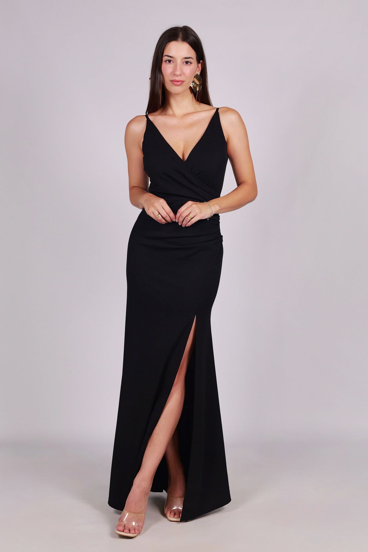 Abito “Loreta” – Eleganza drappeggiata con spacco frontale -4
