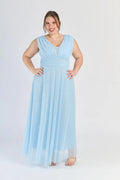 Abito “Lunaria” – Vestito Lungo in Tulle Glitterato con Scollo Incrociato -1