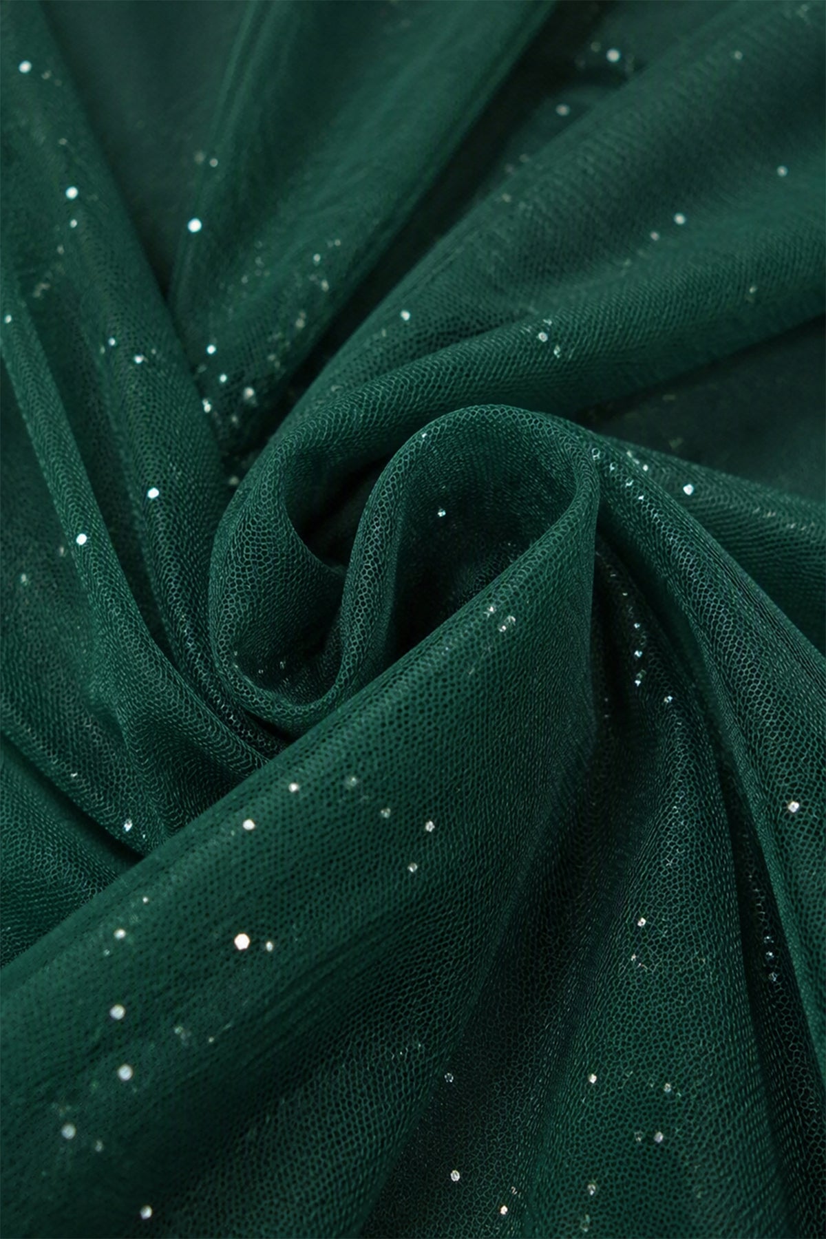 Abito “Lunaria” – Vestito Lungo in Tulle Glitterato con Scollo Incrociato -4