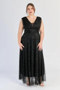 Abito “Lunaria” – Vestito Lungo in Tulle Glitterato con Scollo Incrociato -6