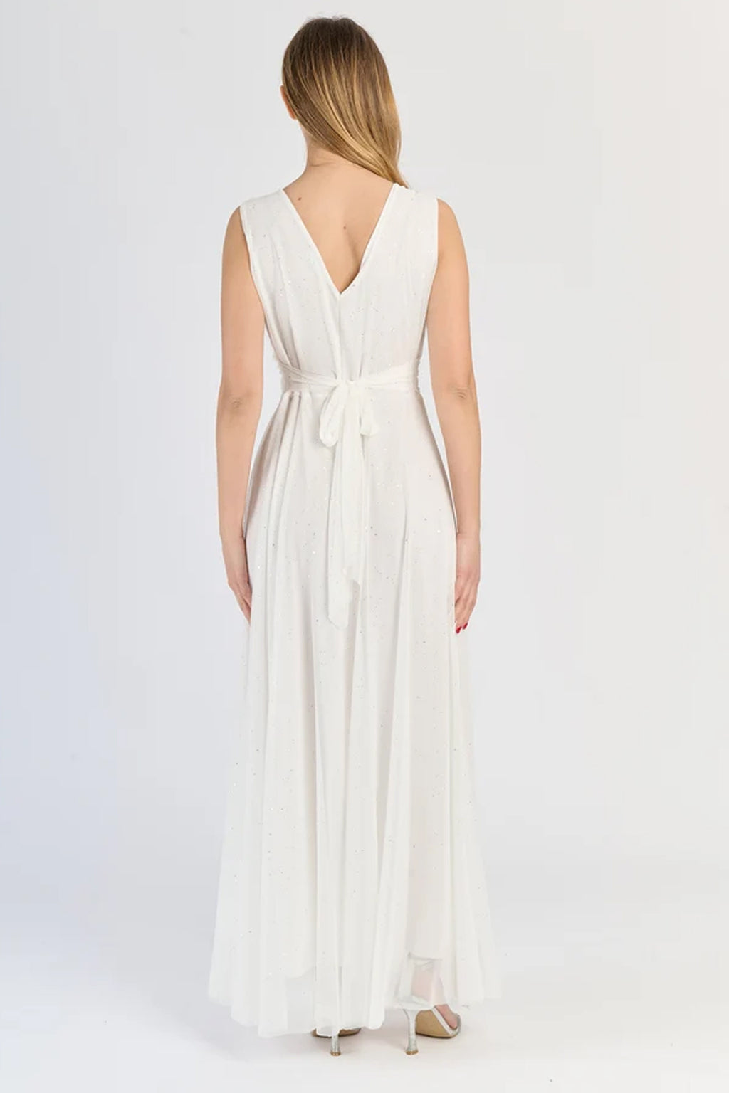 Abito “Lunaria” – Vestito Lungo in Tulle Glitterato con Scollo Incrociato -2