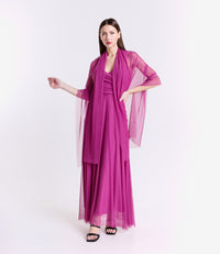 Abito ciliegio trasparente, maxi dress, atmosfera dolce