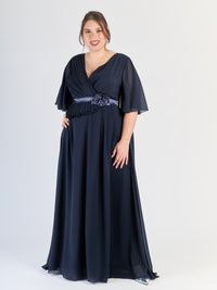 Abito da cerimonia Navy, dettagli decorativi al busto