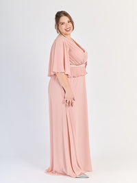 Abito da cerimonia Rosa Antico, dettagli decorativi al busto