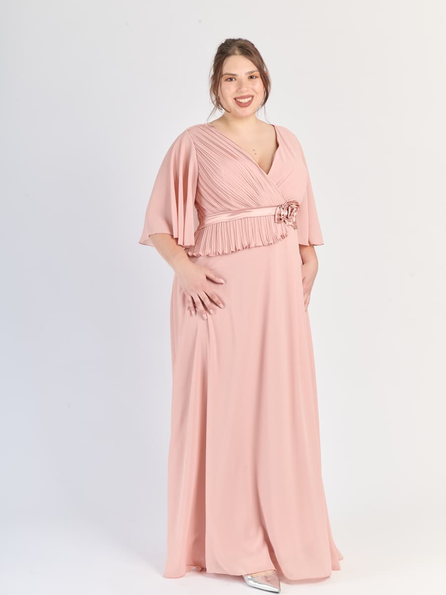 Abito elegante Rosa Antico per occasioni speciali, tessuto fluido