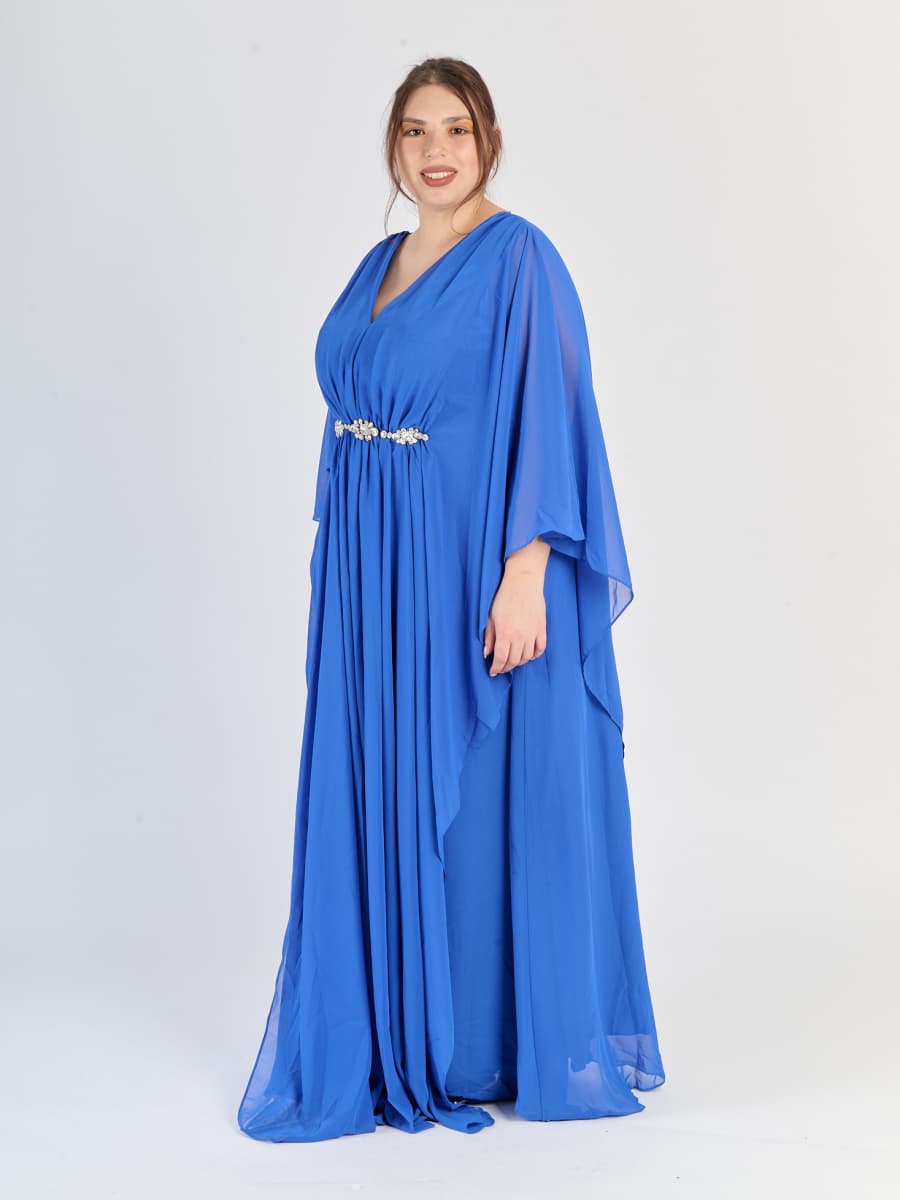 Abito fluido Bluette, fascia decorativa al vita, maniche ampie