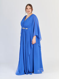 Abito fluido Bluette, fascia decorativa al vita, maniche ampie