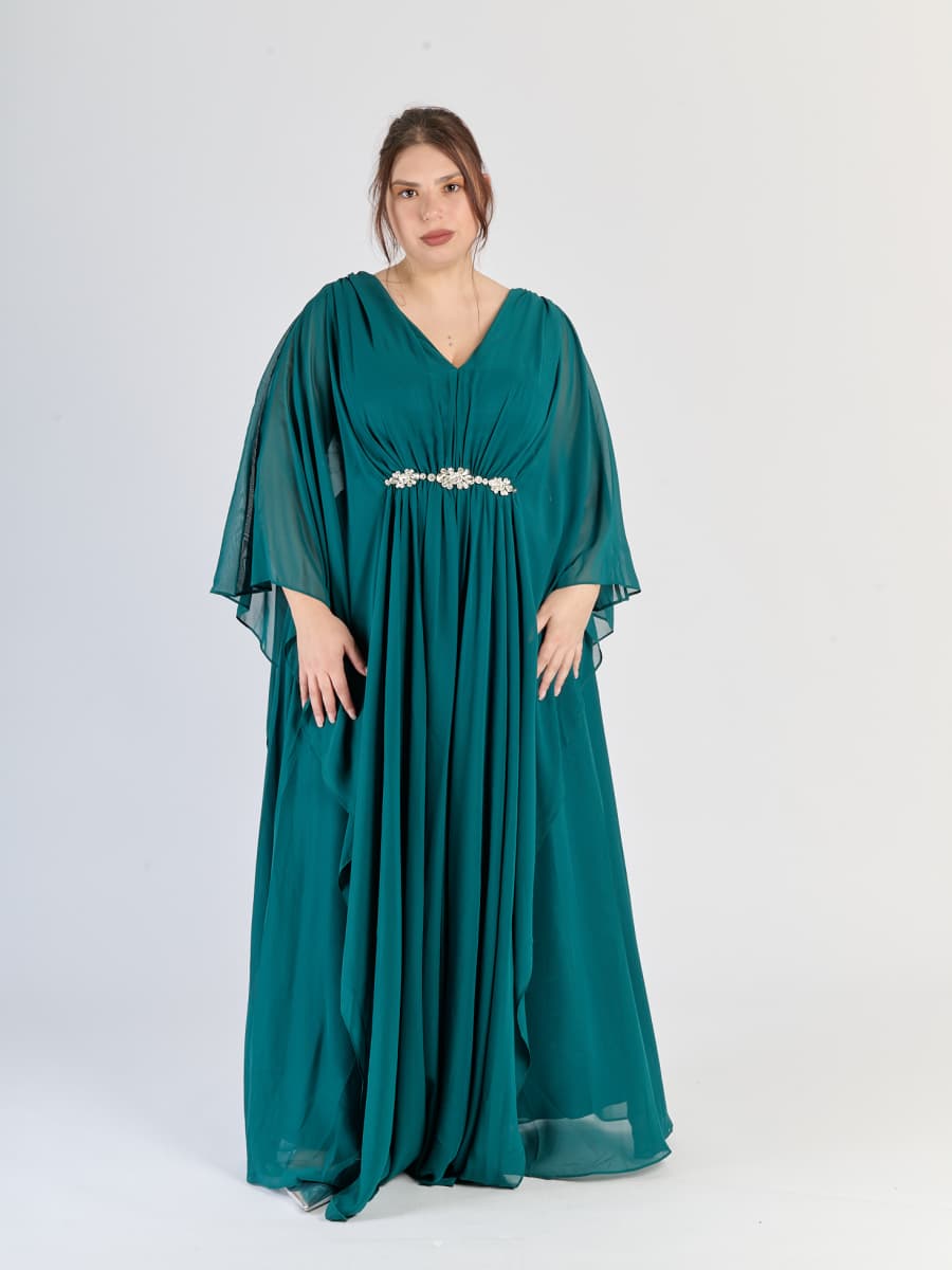 Abito fluido Verde.S, fascia decorativa, silhouette avvolgente