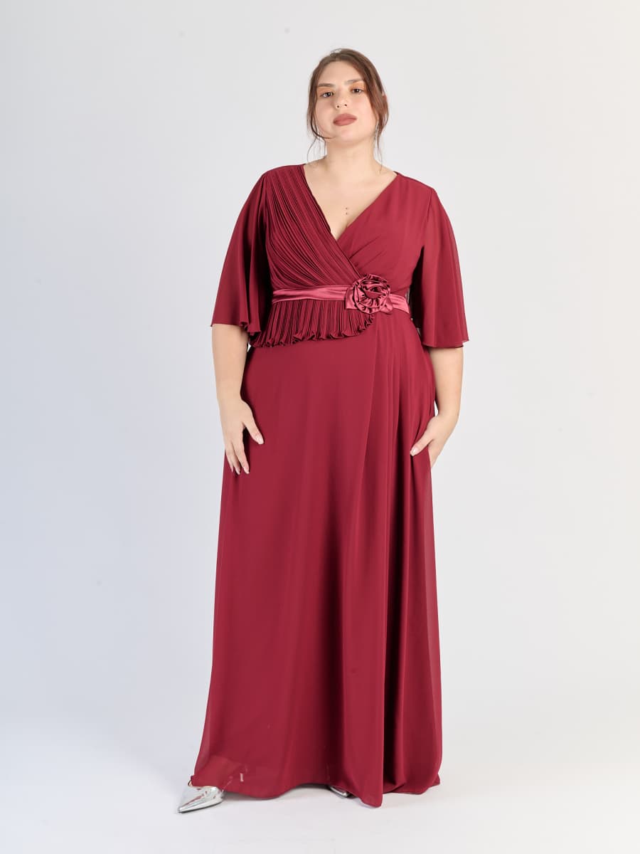 Abito lungo Bordo, scollatura a V, maniche ampie