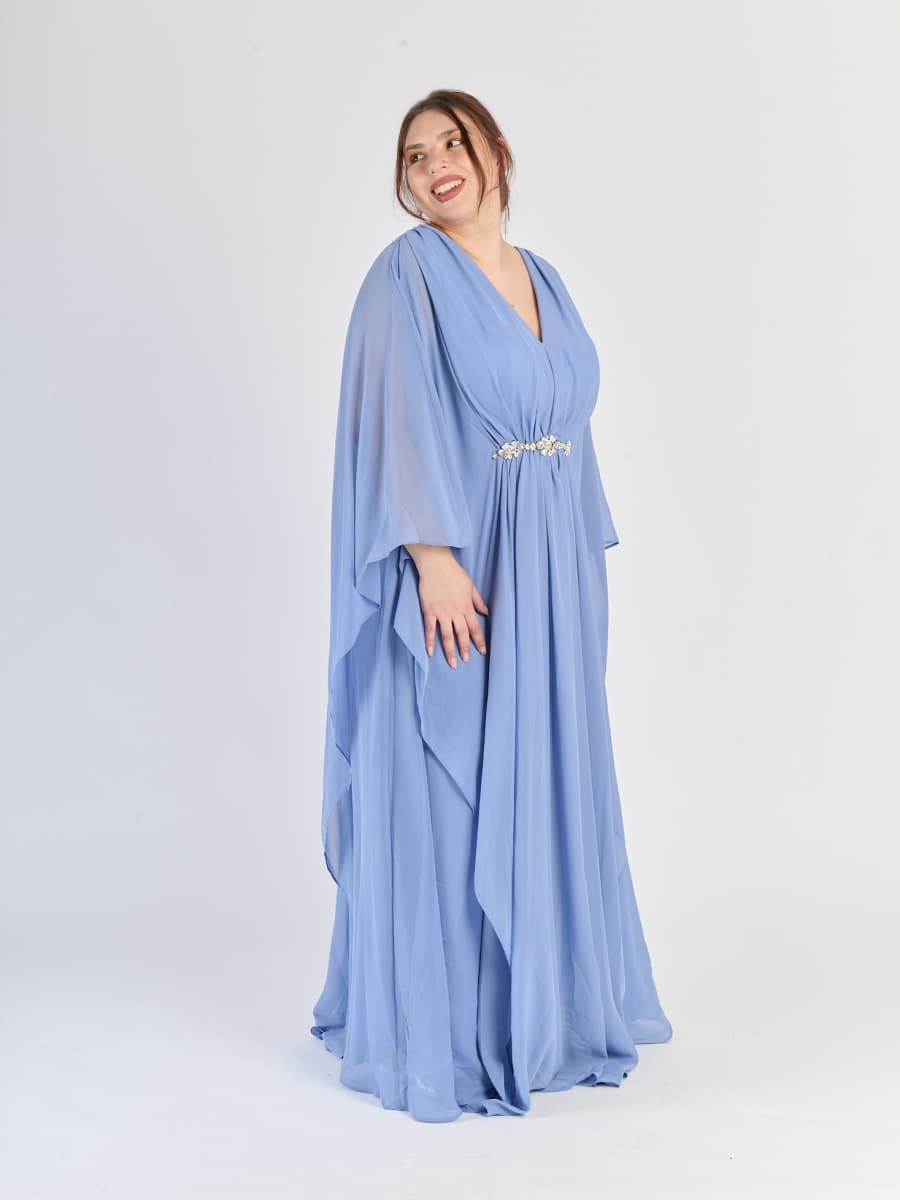 Abito lungo Lavanda con maniche avvolgenti e struttura romantica