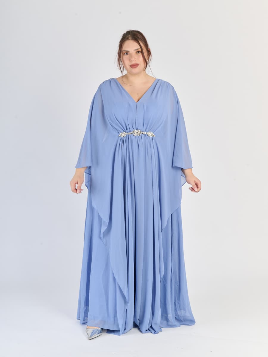 Abito lungo in Lavanda, maniche ampie, stile romantico e delicato