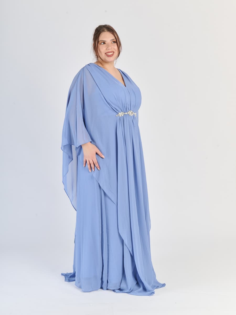 Abito plus size Lavanda, gonna ampia, scollatura a V suggestiva