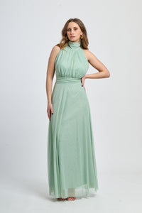 Abito salvia a puzzo con maniche corte, rinfrescante per giorni estivi.