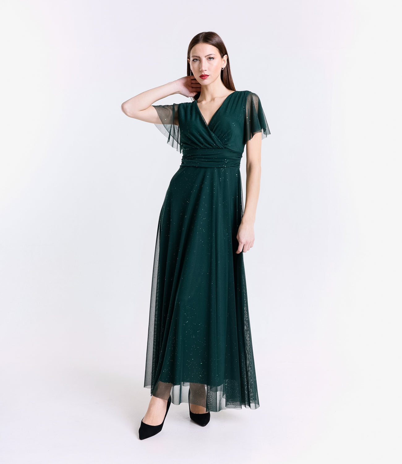 Abito verde.S con maniche corte, colore rinfrescante e naturale