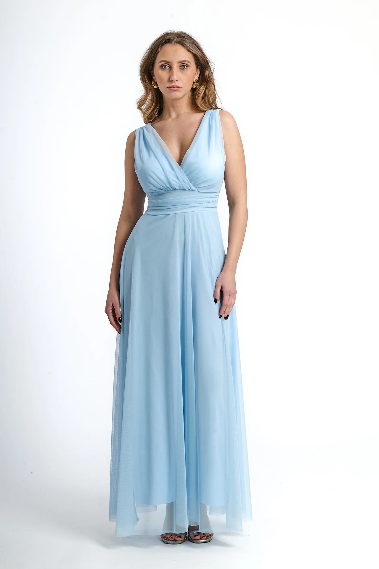 Abito da damigella in tulle con scollo a V Flavia