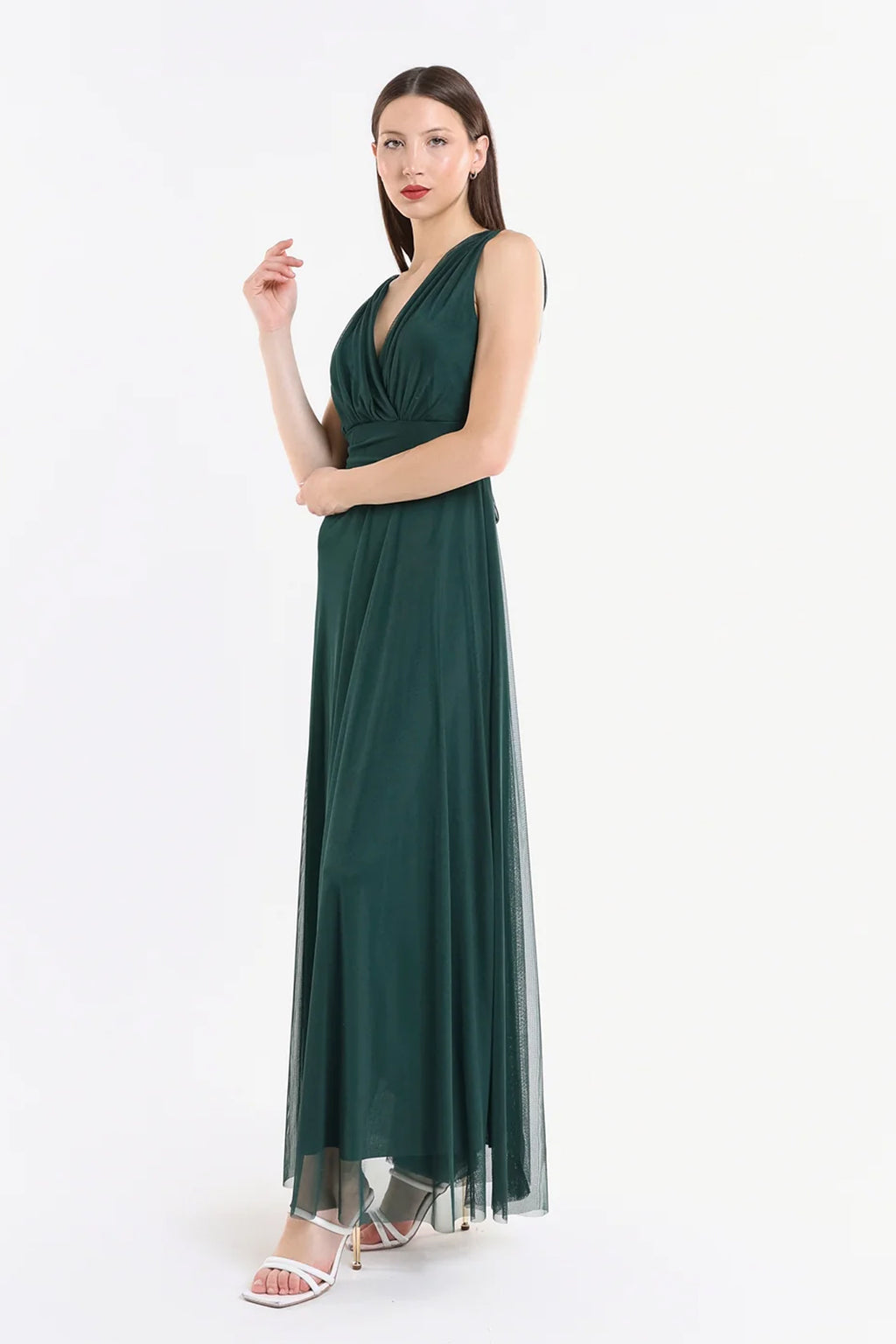 Abito da damigella in tulle con scollo a V Flavia -5