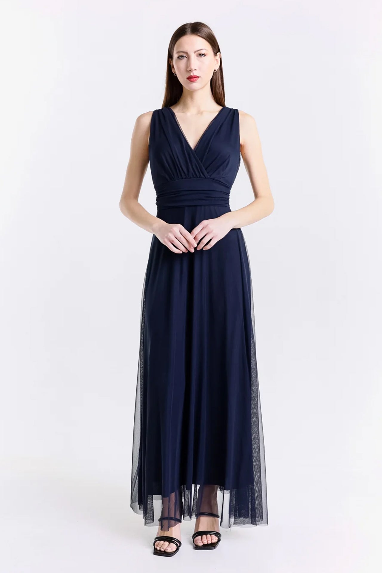 Abito da damigella in tulle con scollo a V Flavia