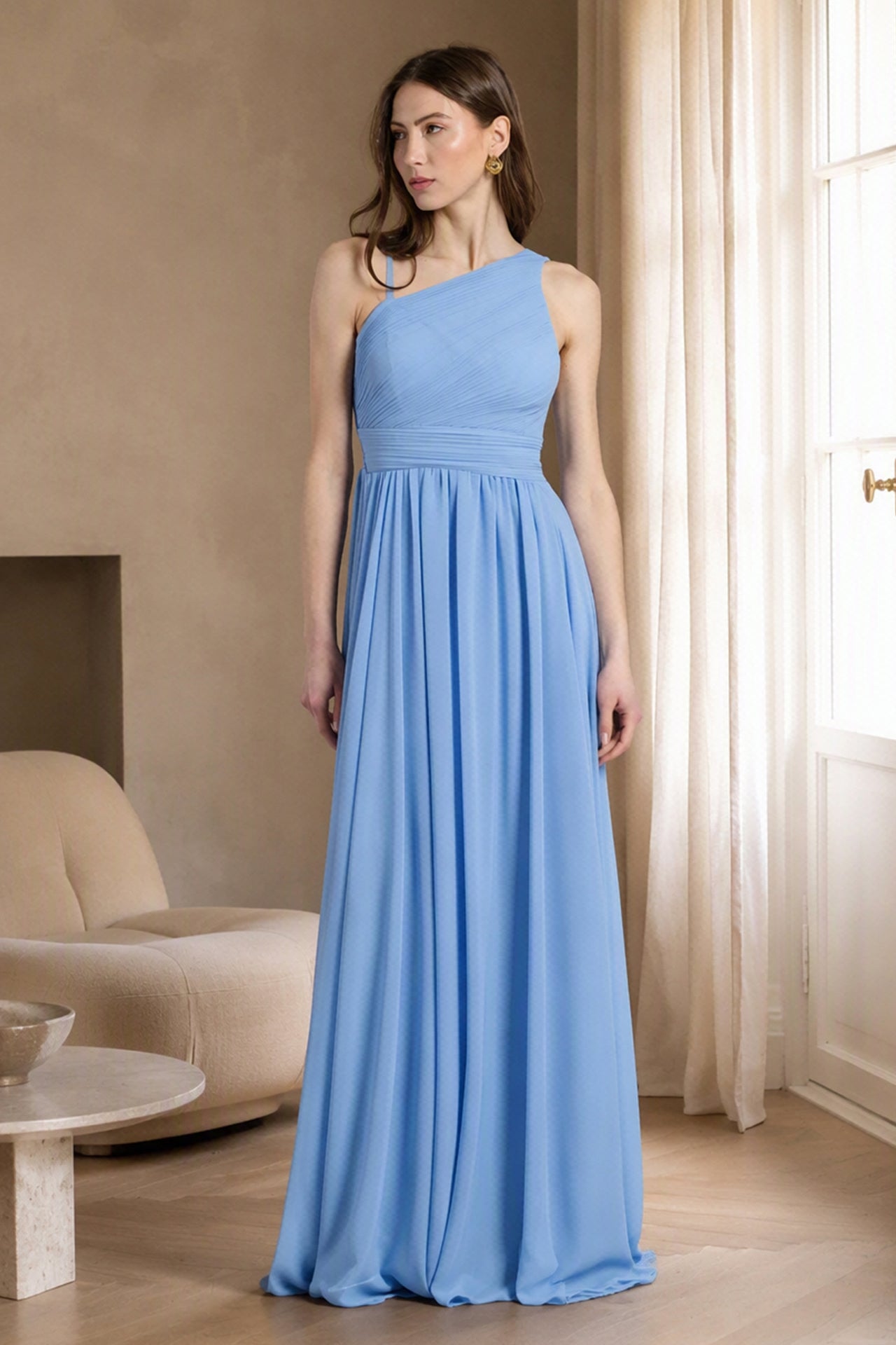 Abito lungo in tulle asimmetrico Luna