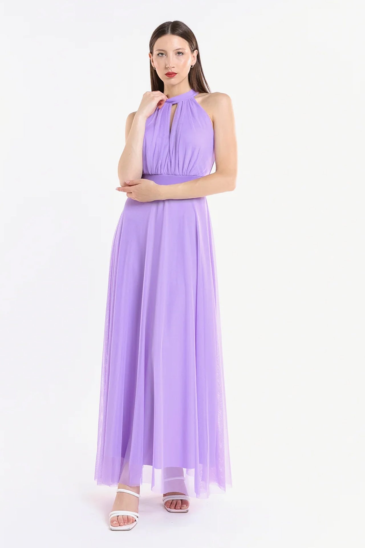 Abito lungo in tulle cut out Lucrezia -3