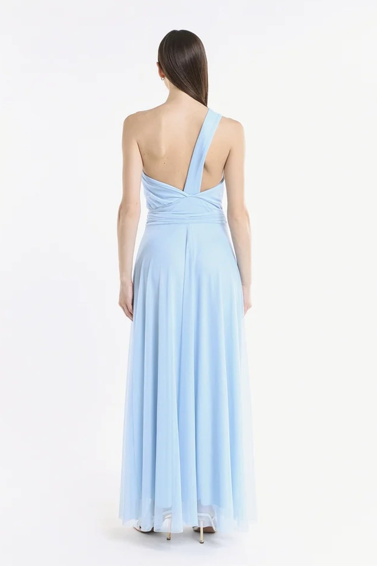 Abito lungo in tulle monospalla Lily -1