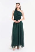 Abito lungo in tulle monospalla Lily -7