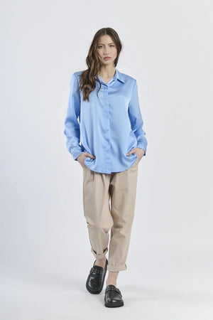 “Velena” long-sleeved satin shirt
