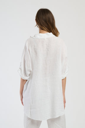 Camicia bianca di lino, fresca e confortevole per il giorno
