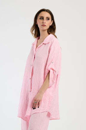 Camicia rosa con colletto, comfort e colore accattivante