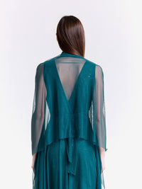 Completo abito lungo ottanio in tulle 