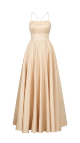 Elegant Long Satin Dress with Thin Straps – “Estella”