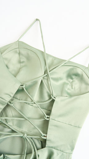 Abito Lungo Elegante in Raso con Spalline Sottili –  “Estella”