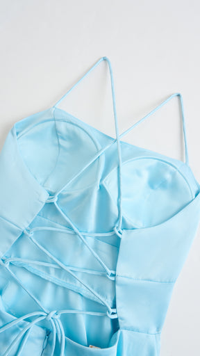 Abito Lungo Elegante in Raso con Spalline Sottili –  “Estella”