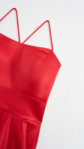 Abito Lungo Elegante in Raso con Spalline Sottili –  “Estella”