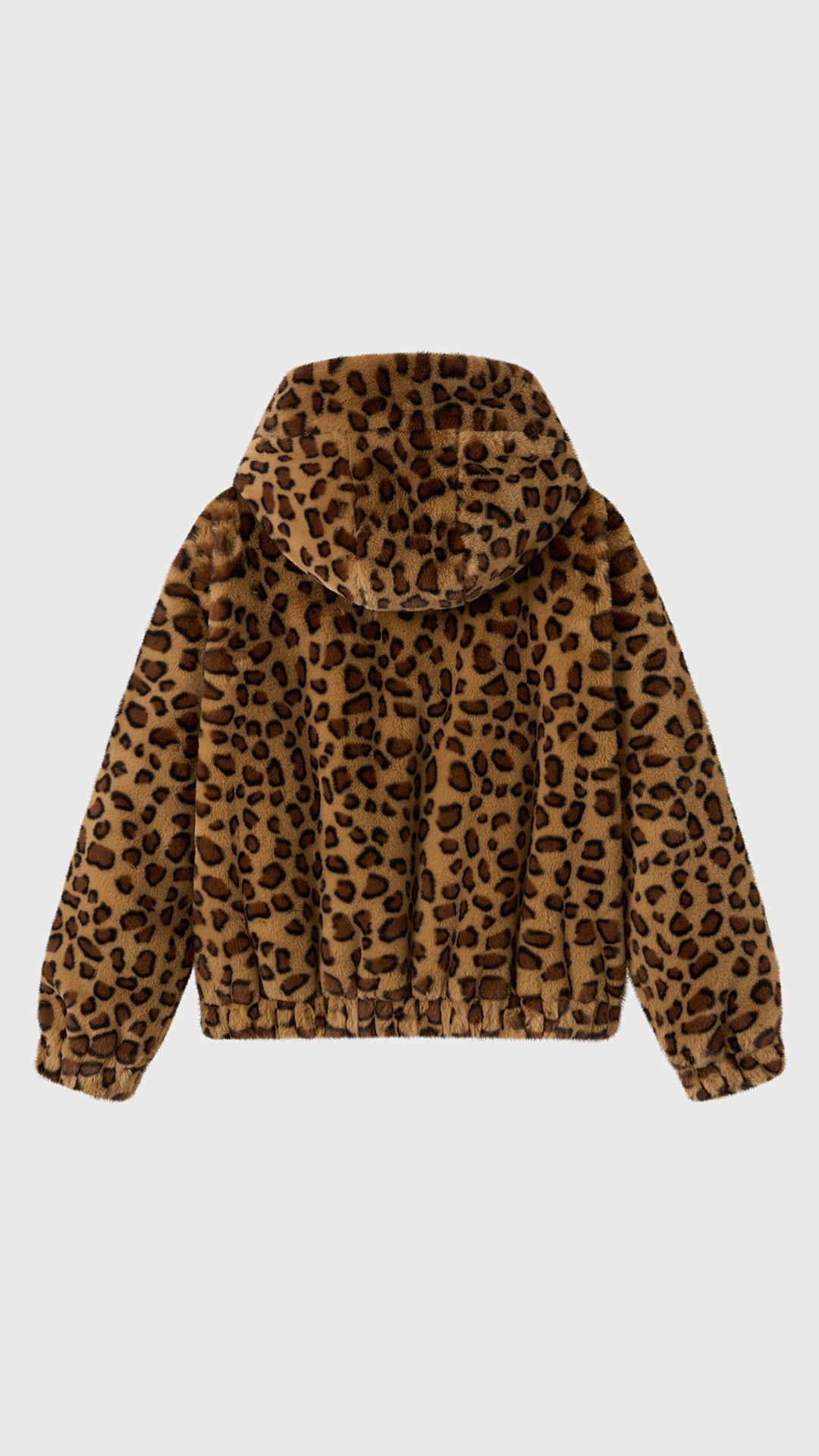 Giacca con cappuccio in peluche sintetica con zip e coulisse