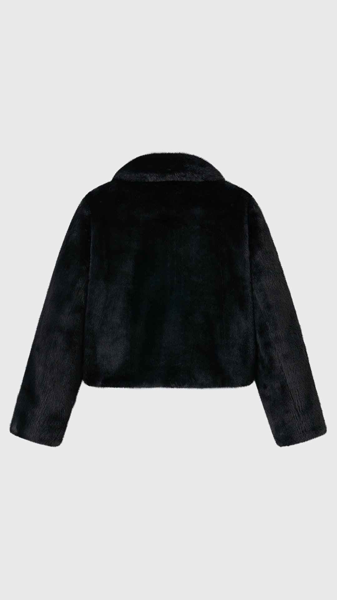 Giacca cropped in pelliccia sintetica con colletto a revers