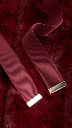 Giacca con cappuccio in peluche sintetica con zip e coulisse