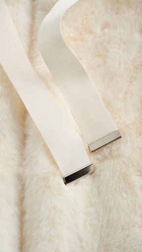 Giacca con cappuccio in peluche sintetica con zip e coulisse