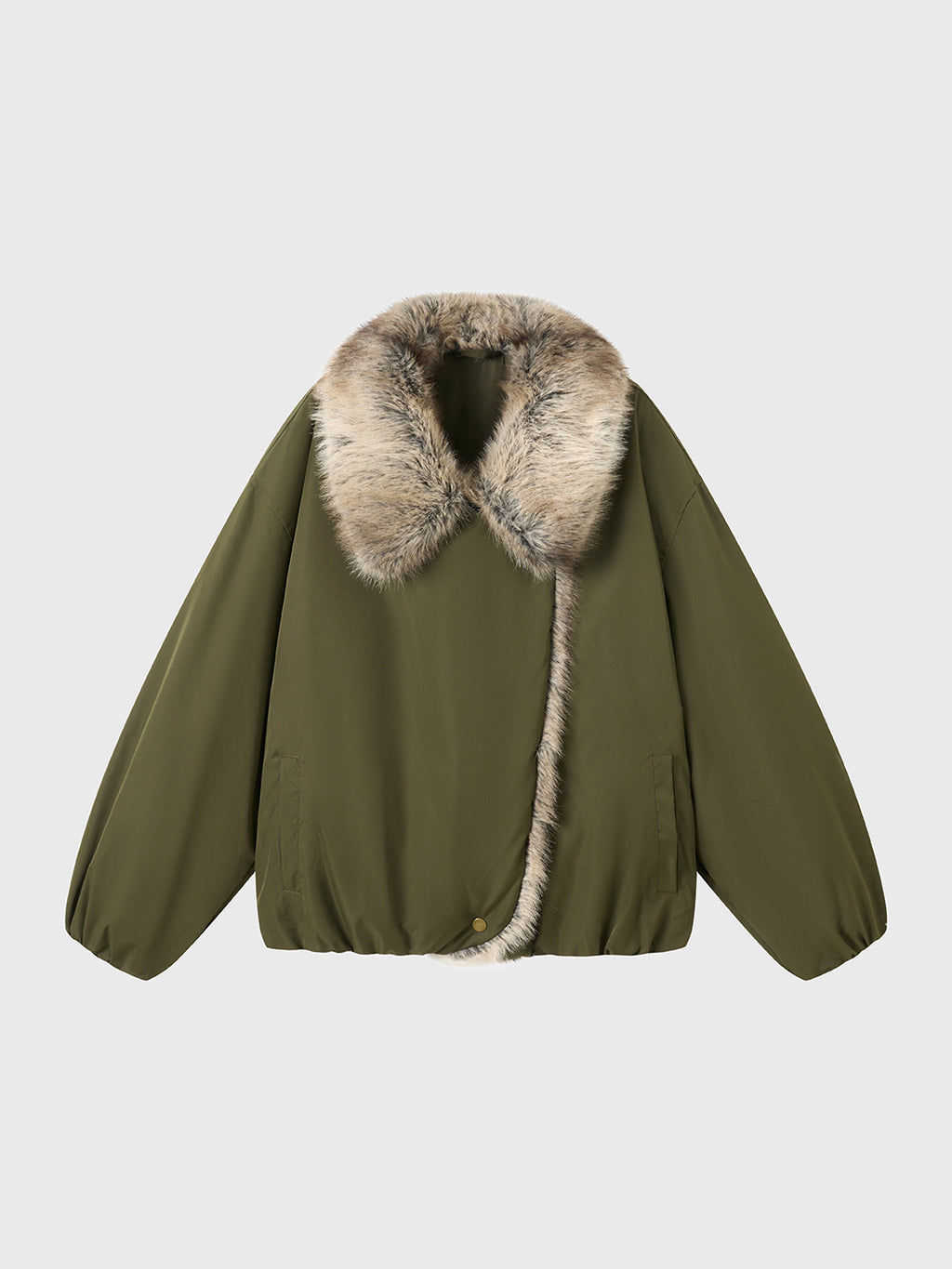 Giubbotto Parka Donna con Collo in Pelliccia Sintetica, Giacca Doppio Uso Foderata Calda, Modello Casual Invernale a Bolla