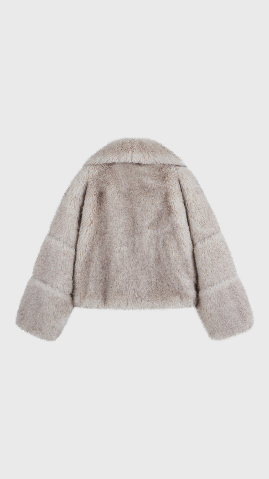 Giacca Corta Donna in Peluche Sintetico, Collo a Revers Ampio, Modello Corto Invernale Elegante Beige-1