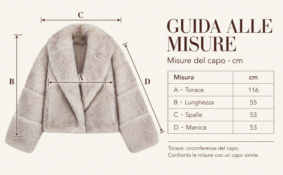 Giacca Corta Donna in Peluche Sintetico, Collo a Revers Ampio, Modello Corto Invernale Elegante Beige-1