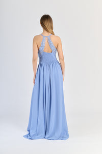 Gown Jeans casual - chic: pizzo sul busto, gonna fluida e slittino suggestivo