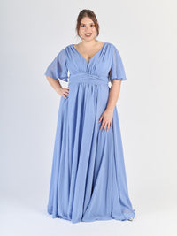 Lavanda con drappeggi sul busto e tessuto liscio