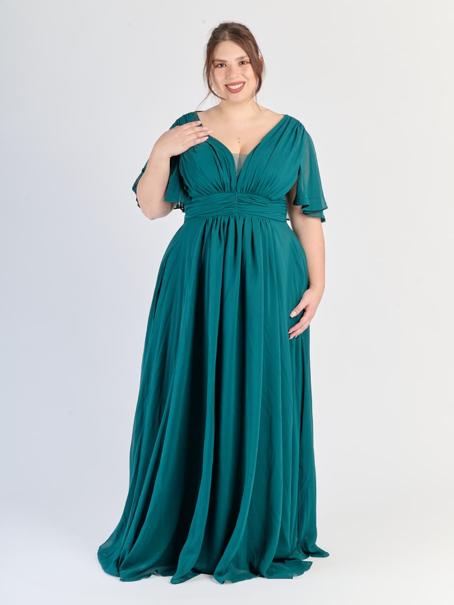 Lungo abito plus size Verde.S, perfetto per ambienti formali e eventi