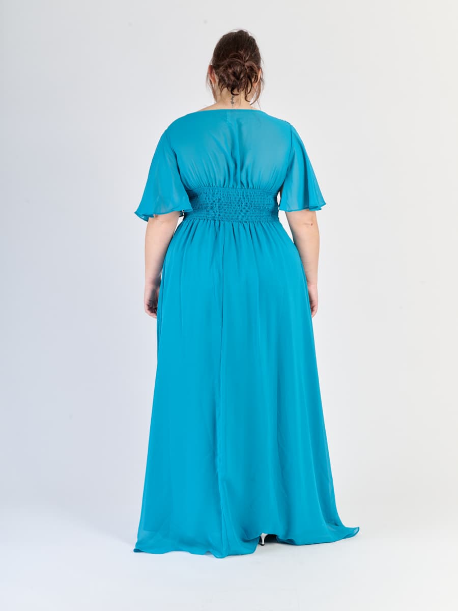 Lungo abito plus size Verde acqua, perfetto per eventi estivi e formali