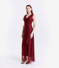 Lungo vestito vino, stile elegante e accento intenso