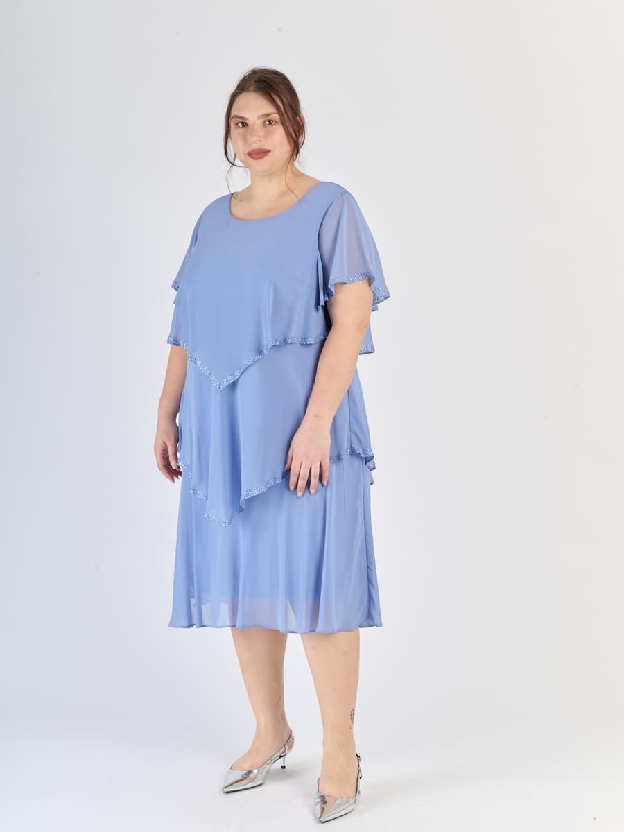 Maggiore abito lavanda, chiffon leggero, tre livelli e colore delicato