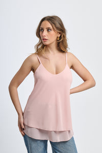 Maglia rosa a spalline constile tenero e affascinante